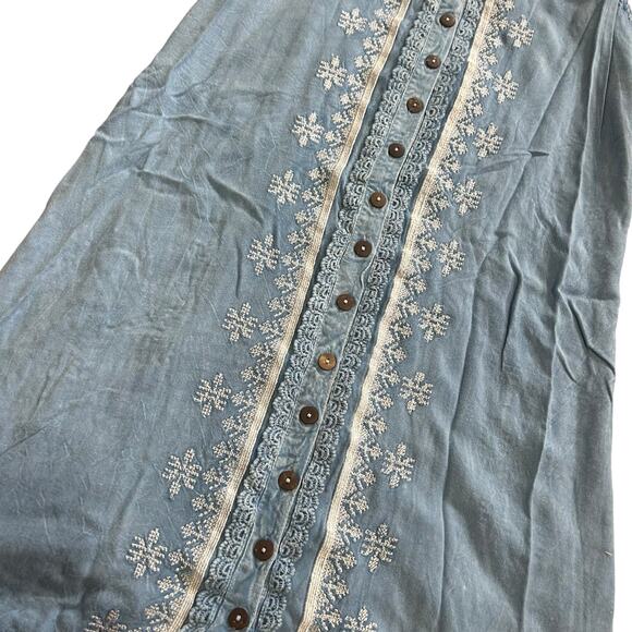 Raya Sun Women's Rayon Blend Button Front Embroidered Sundress size M - Picture 3 of 7